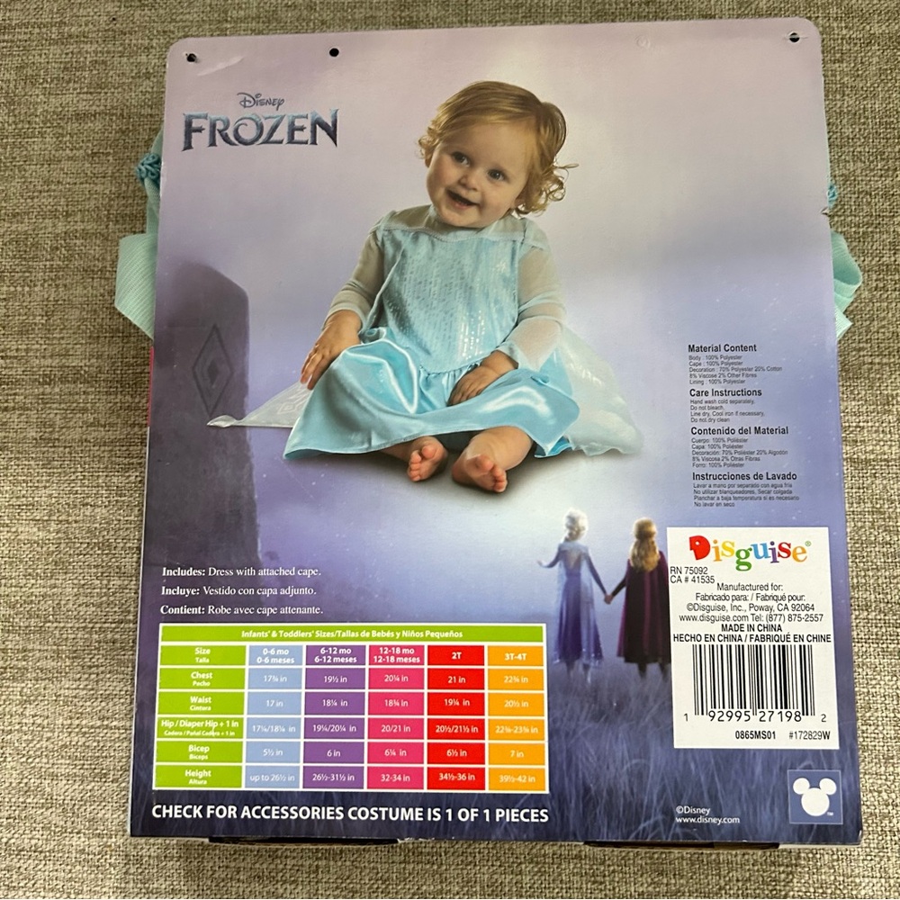 Disney Frozen Elsa Infant Costume 12-18 month NEW - Picture 3 of 3